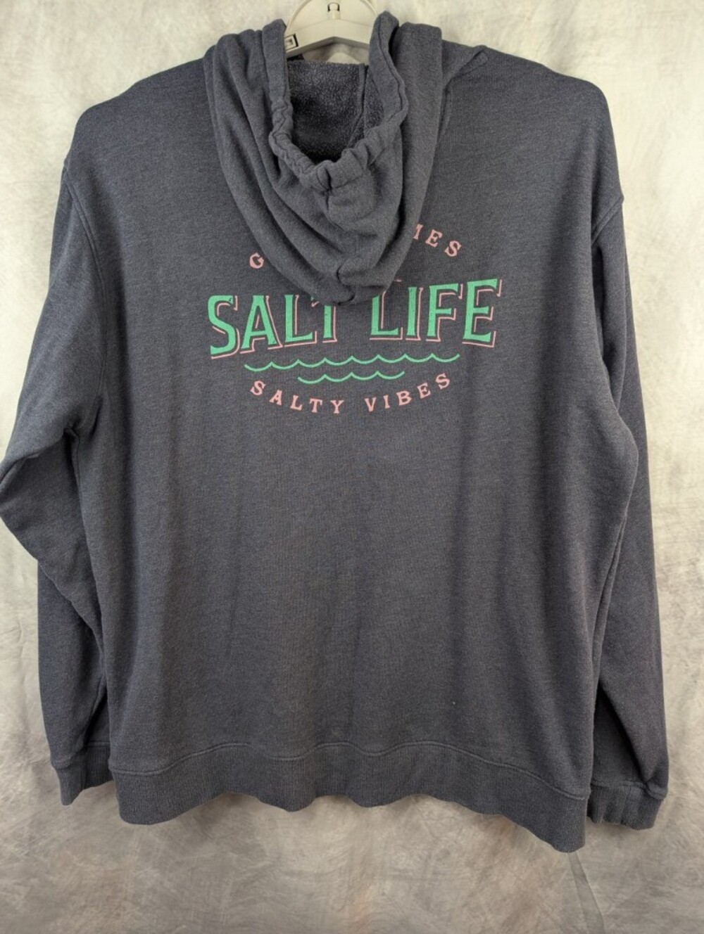 Salt Life Good Times Salty Vibes Graphic Hoodie Grey Pullover Adult XL - Picture 3 of 10